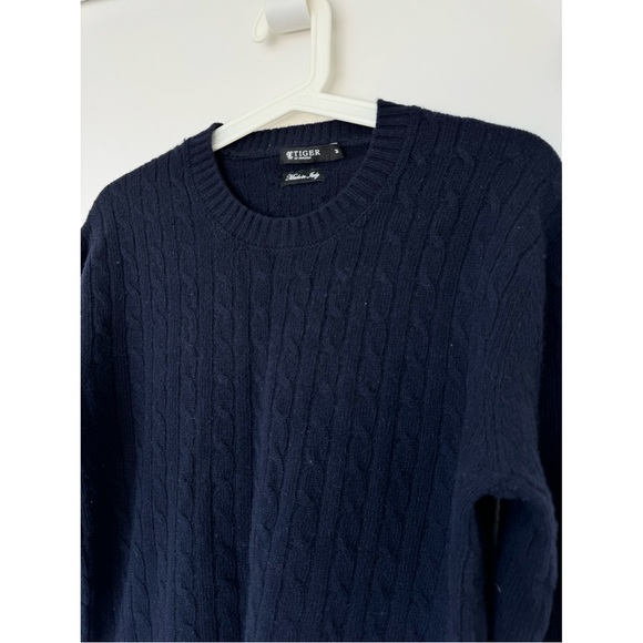 Tiger of Sweden Lauel mens navy wool cable knit jumper pullover - Picture 3 of 9